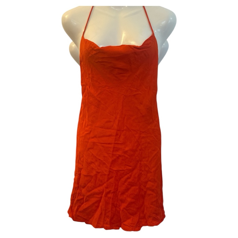 Zara Red/OrageSatin Strappy Mini  Dress